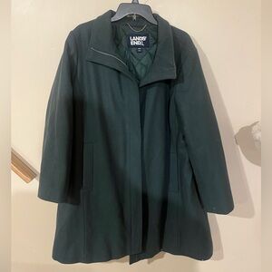 Lands' End Women's Dark Green Trench Coat